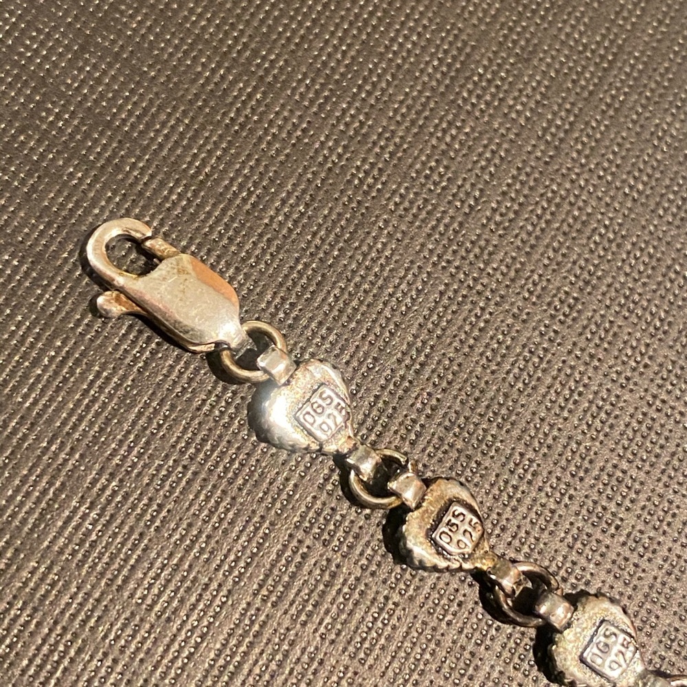 🔺 SOLD 🔺 Vintage Sterling Blue Heart Bracelet - Picture 7 of 8